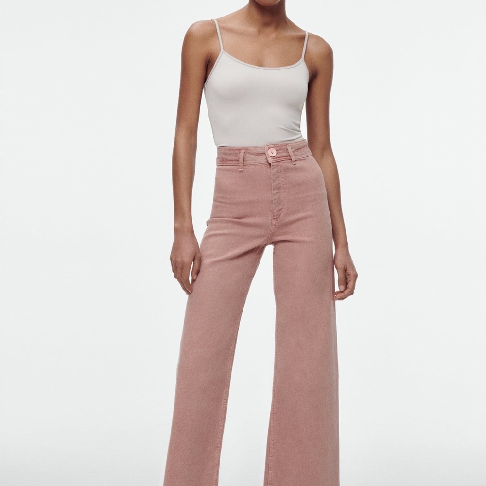 Dusty Pink ZARA Marine Wide Leg Jean Pants (Size 6)
